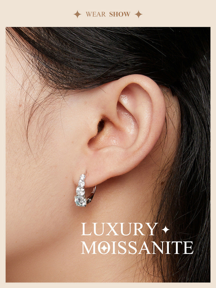 Pendientes de Plata 925 con Moissanita 0.50ct: Aretes Elegantes de Circonita Moissanita, Aros de Plata Esterlina para Mujer Estilo Moderno