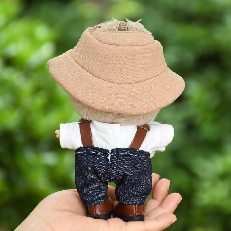 Ropa para muñecas estilo granjero: Overol y sombrero para Muñecas Labubu de 17cm (Muñeca no incluida)