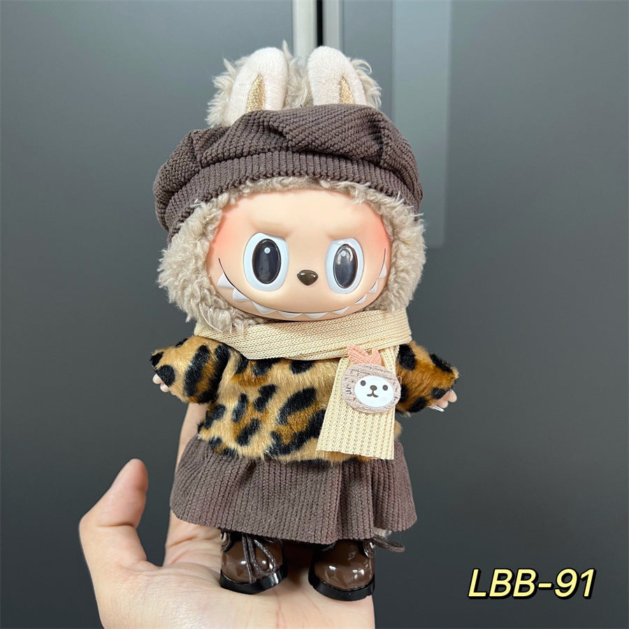 Ropa estilo Preppy Francés para Labubu de 17cm – Outfit de Muñeca de Pie o Sentada