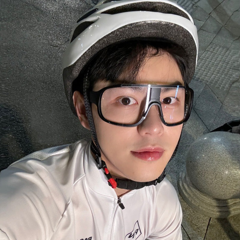 2024 New Outdoor Night Cycling Glasses: Men's Sports Road Bike Eyewear, Large Frame Windproof Protective Clear Sunglasses