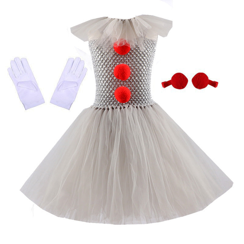 Disfraz de Payaso para Niños con Vestido de Encaje y Tutu