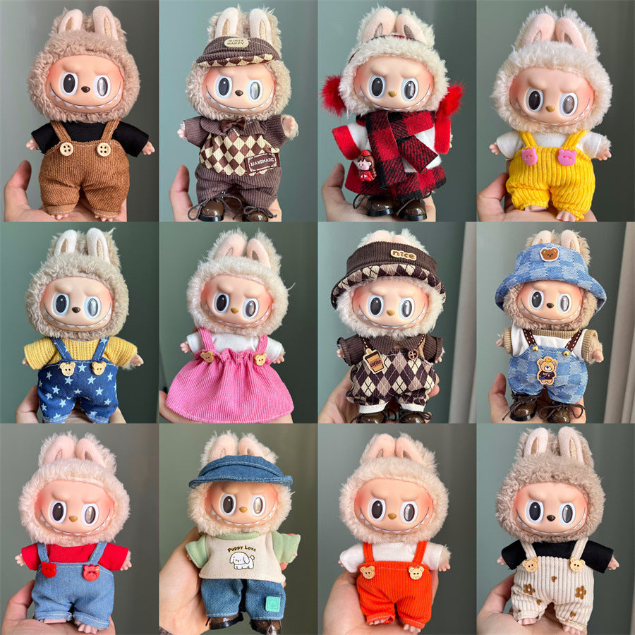 Ropa Nerd-Chic para Muñeca Labubu 17 cm – Accesorios de Moda (Muñeca No Incluida)