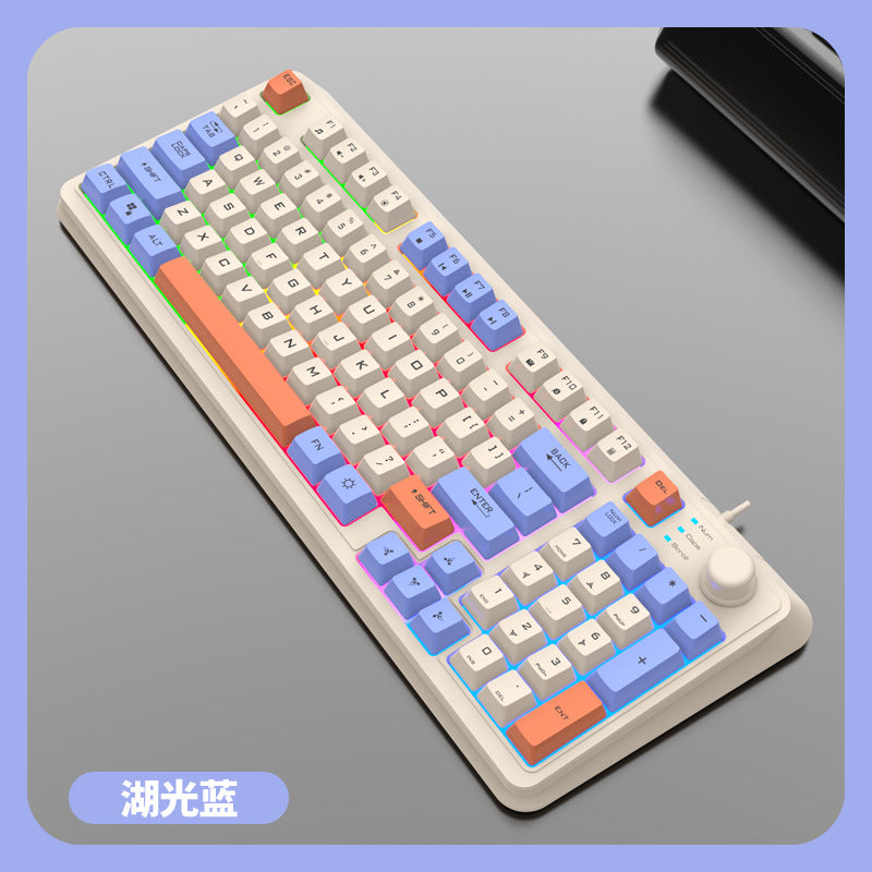 Teclado Mecánico Iluminado K82: Teclado con Efecto Mecánico, Conexión por Cable, Diseño de Tres Colores para PC