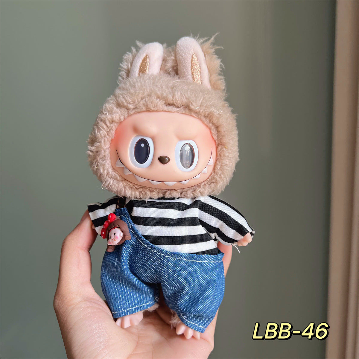 Set de Overol con aplicaciones para muñeca en variados diseños para labubu de 17cm, (Muñeca no incluida)