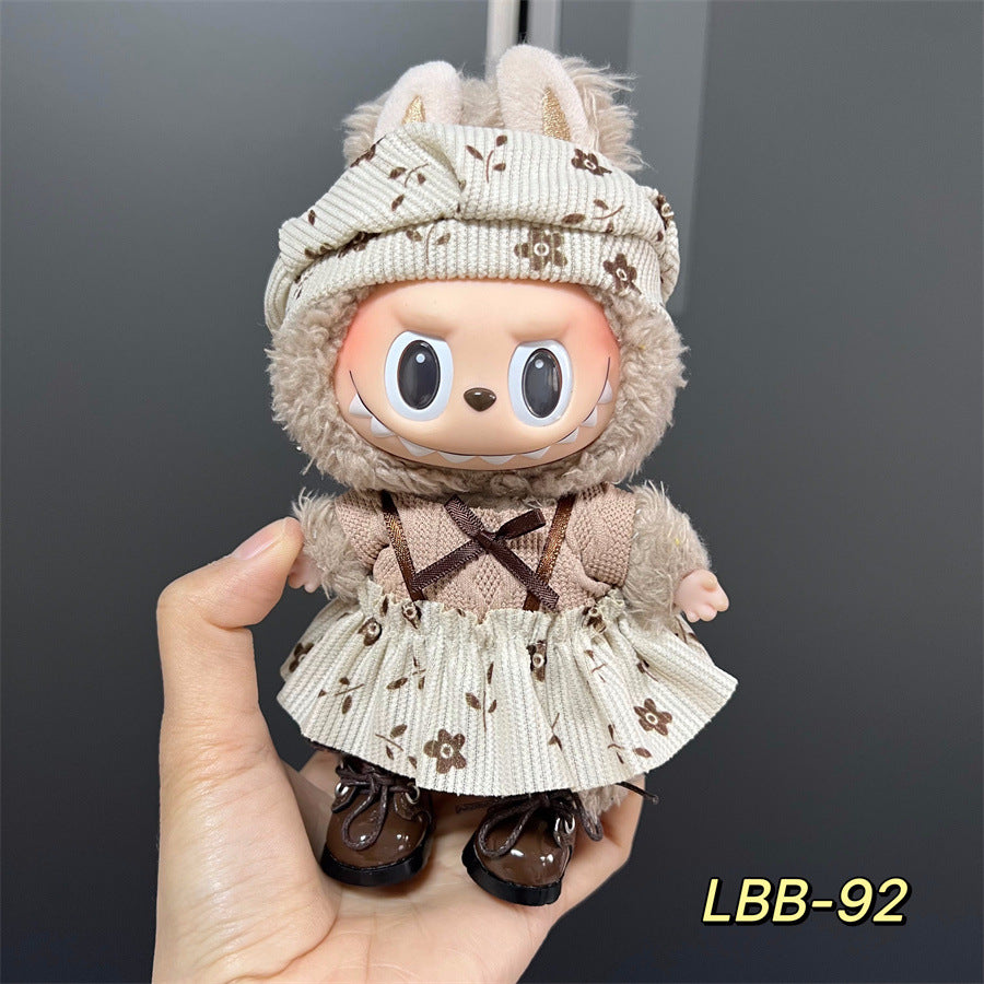 Ropa estilo Preppy Francés para Labubu de 17cm – Outfit de Muñeca de Pie o Sentada