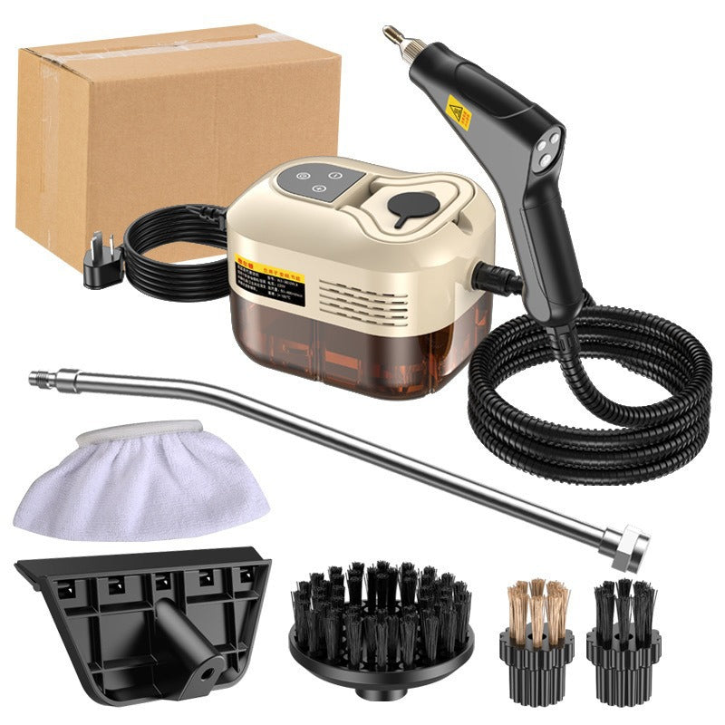 Limpiadora a Vapor Manual – Presión y Temperatura Alta beige con accesorios multifuncionales para limpieza de cocina y superficies difíciles