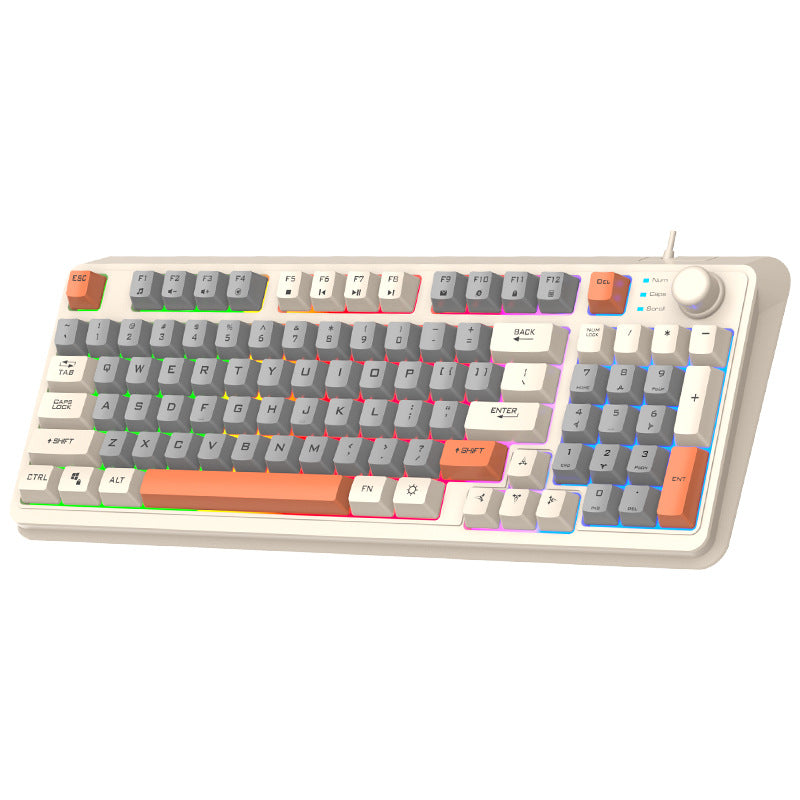 Teclado Mecánico Iluminado K82: Teclado con Efecto Mecánico, Conexión por Cable, Diseño de Tres Colores para PC