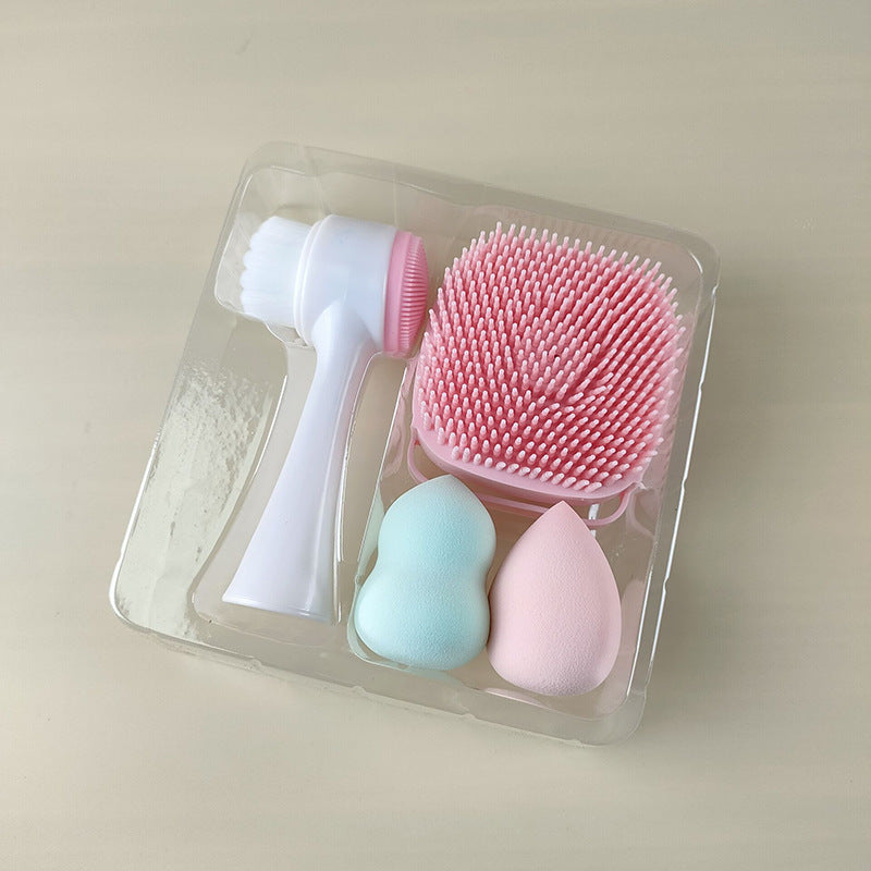 Esponja de Belleza y Cepillo Facial: Juego de Limpieza Doble Cara con Cerdas Suaves y Silicona