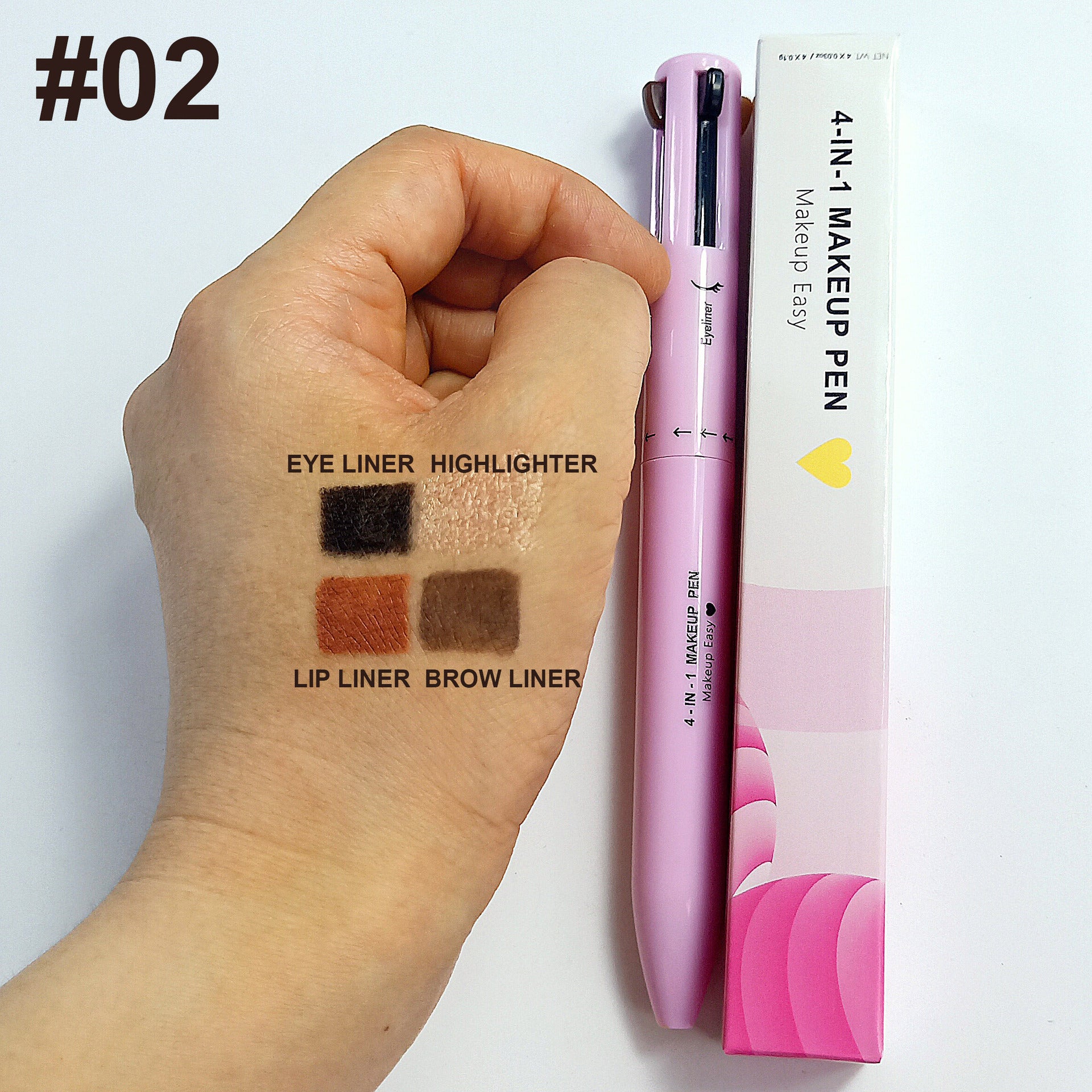 Lápiz de Maquillaje 4 en 1: Labios, Ojos, Cejas y Iluminador