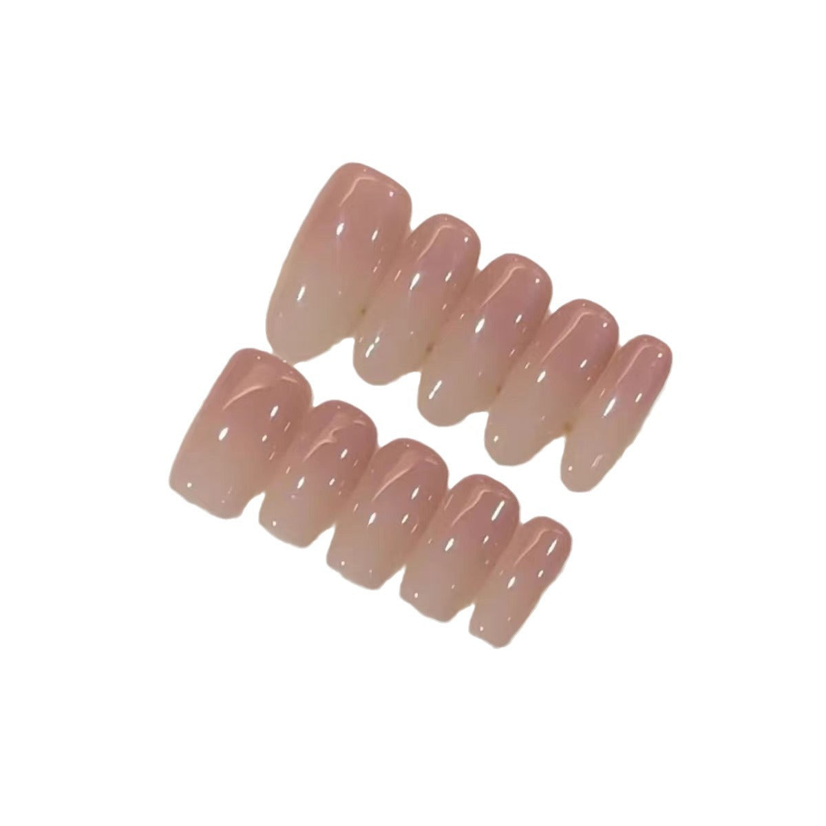 Uñas Postizas Hechas a Mano: Diseño Ovalado Translúcido en Tono Nude, Gradiente y Color Sólido, Manicura Lista con Efecto Gel