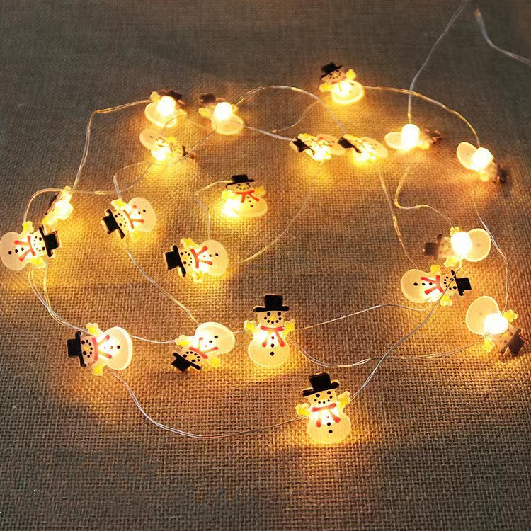 Copper Christmas Light Garlands: LED Bell and Snowflake Decorations