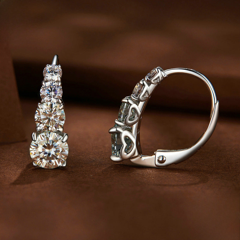 Pendientes de Plata 925 con Moissanita 0.50ct: Aretes Elegantes de Circonita Moissanita, Aros de Plata Esterlina para Mujer Estilo Moderno