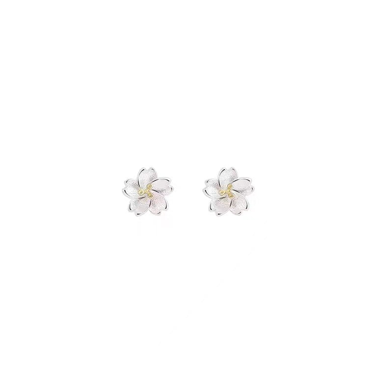 Pendientes de Flor de Cerezo en Plata S925 – Diseño Delicado para Niña
