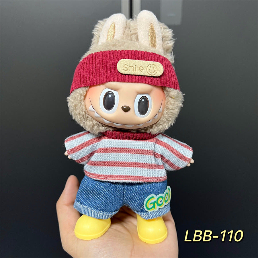 Ropa estilo Preppy Francés para Labubu de 17cm – Outfit de Muñeca de Pie o Sentada