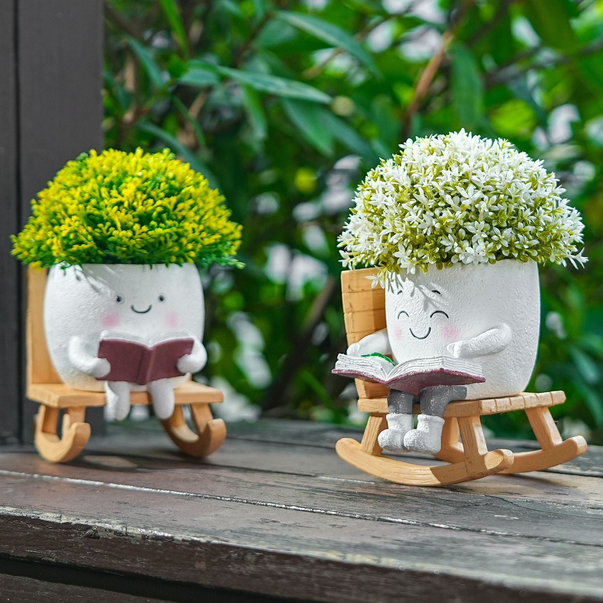 European & American Rocking Chairs: Resin Handicrafts for Flower Pots & Planting