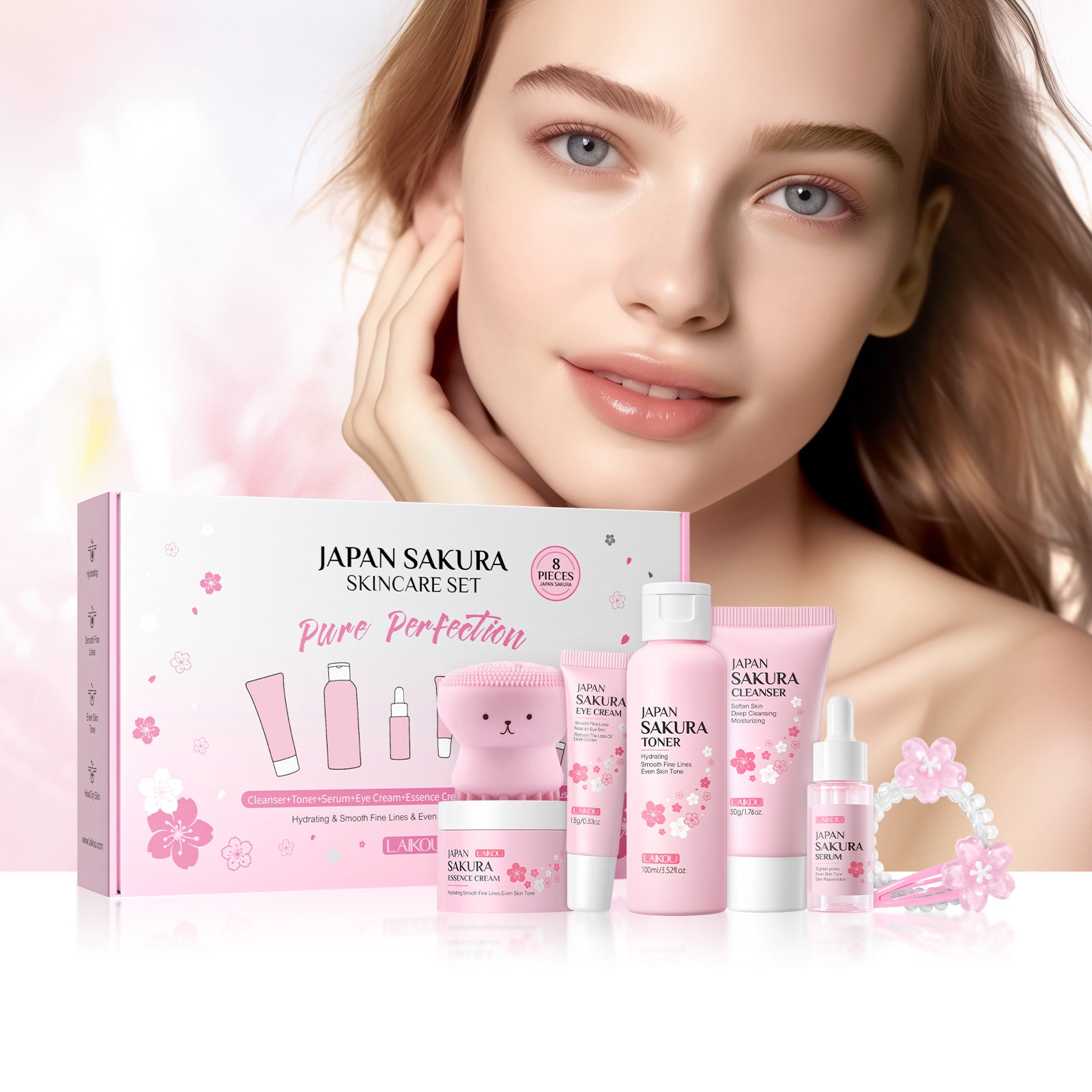 Conjunto de Cuidado Facial LAIKOU de 8 Piezas: Regalo de Cumpleaños con Productos de Belleza
