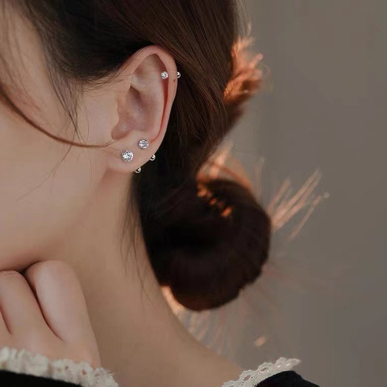 Piercing de Plata Pura 999 – Zirconia Tipo Diamante con Cierre de Tuerca