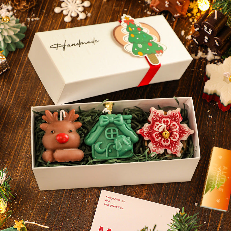 Velas Navideñas Aromáticas | Set Decorativo de 3 Piezas con Diseños Festivos para Regalo