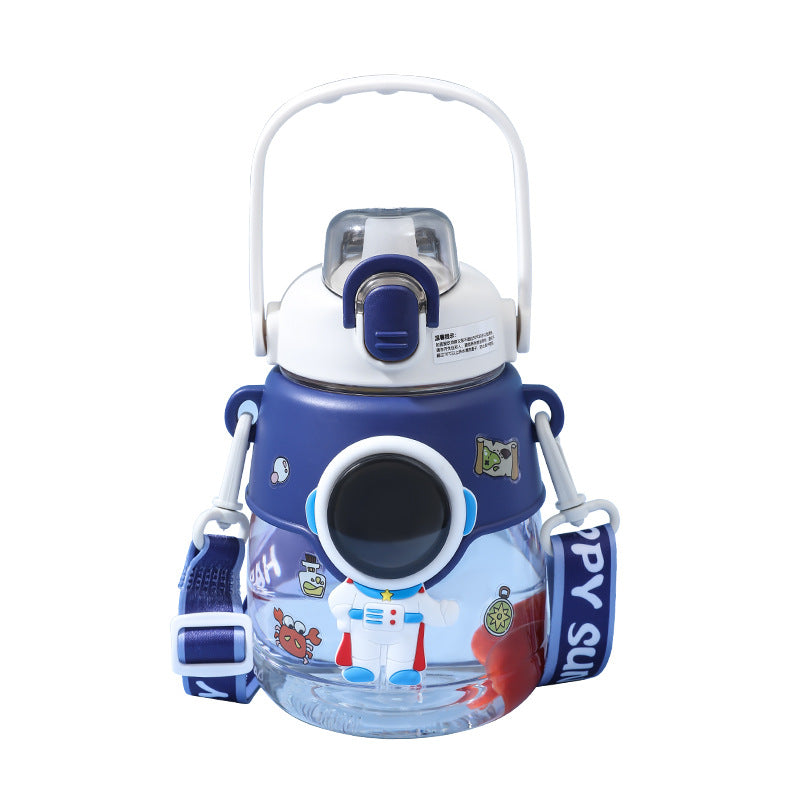 Botella escolar de astronauta con pajita integrada