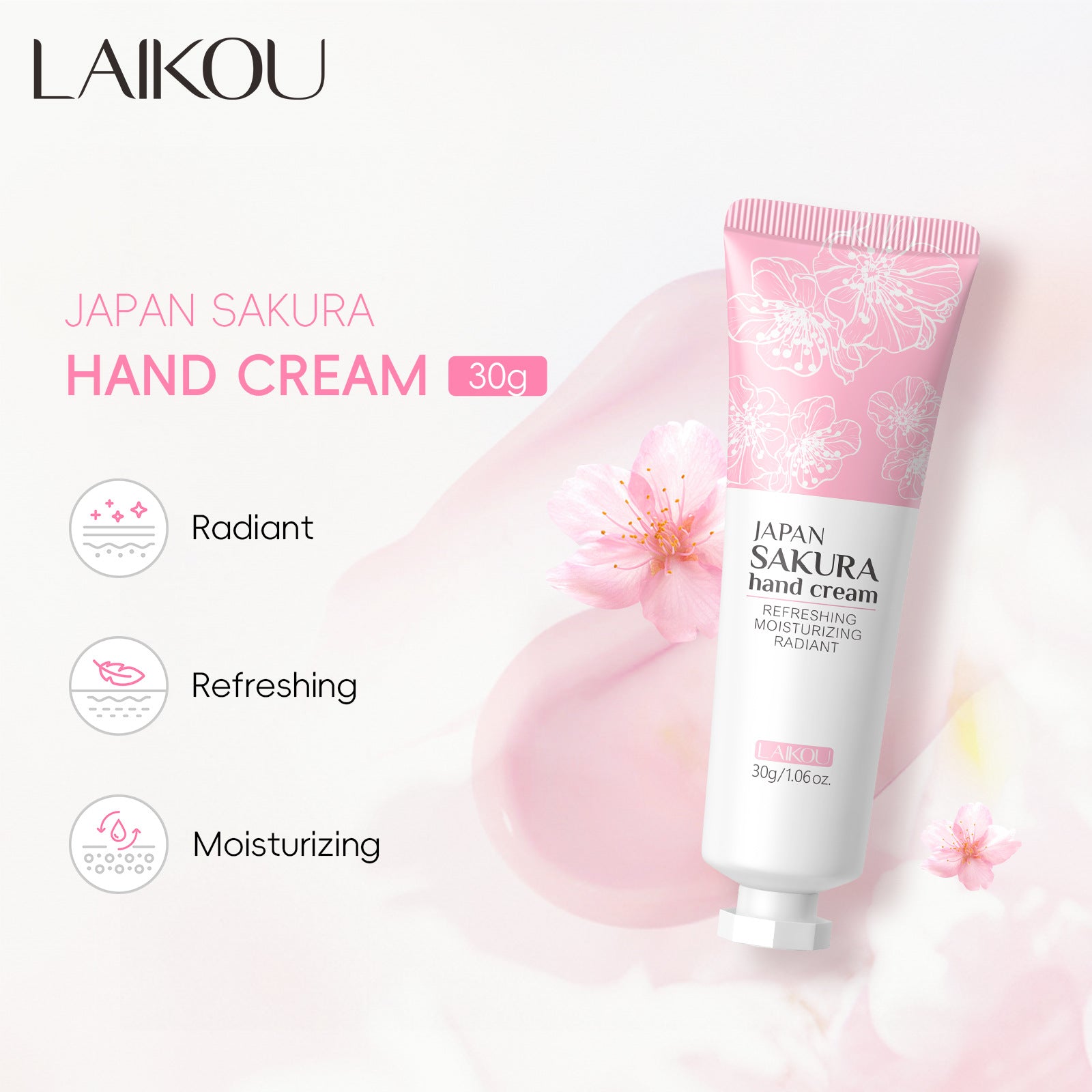 Crema de Manos Hidratante de Cereza de Laikou 30g: Frescura y Hidratación, Producto Aprobado por