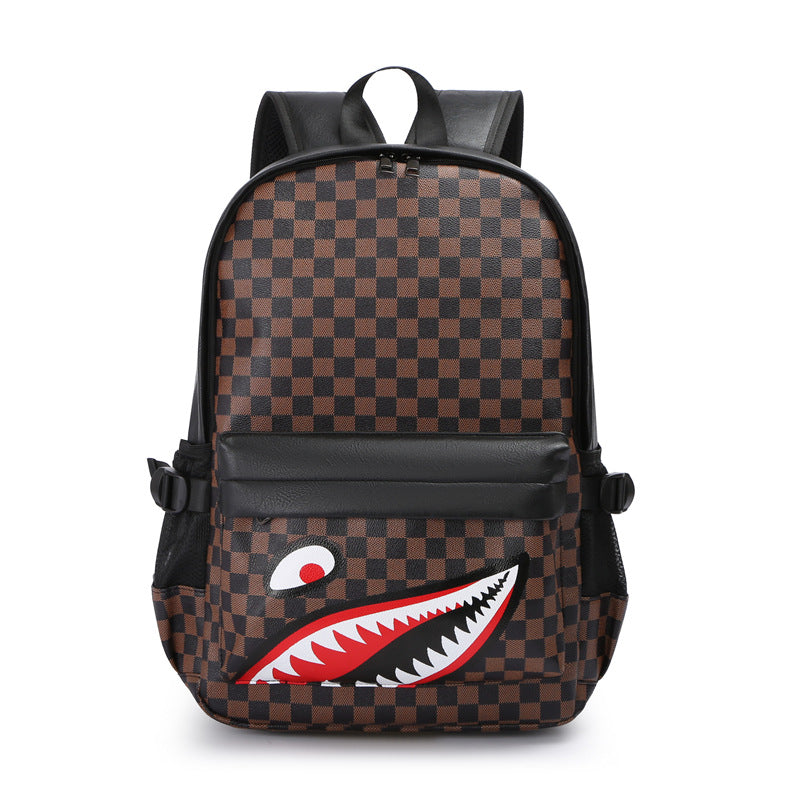 Mochila de Hombre: Estilo Urbano, Diseño de Cuadros, Ideal para Viajes, Cuero, Mochila Para Laptop