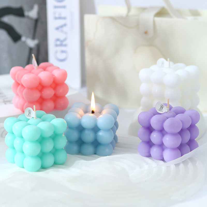 Vela Aromática Cubo de Colores: Diseño Macaron Decorativa - Regalo Original