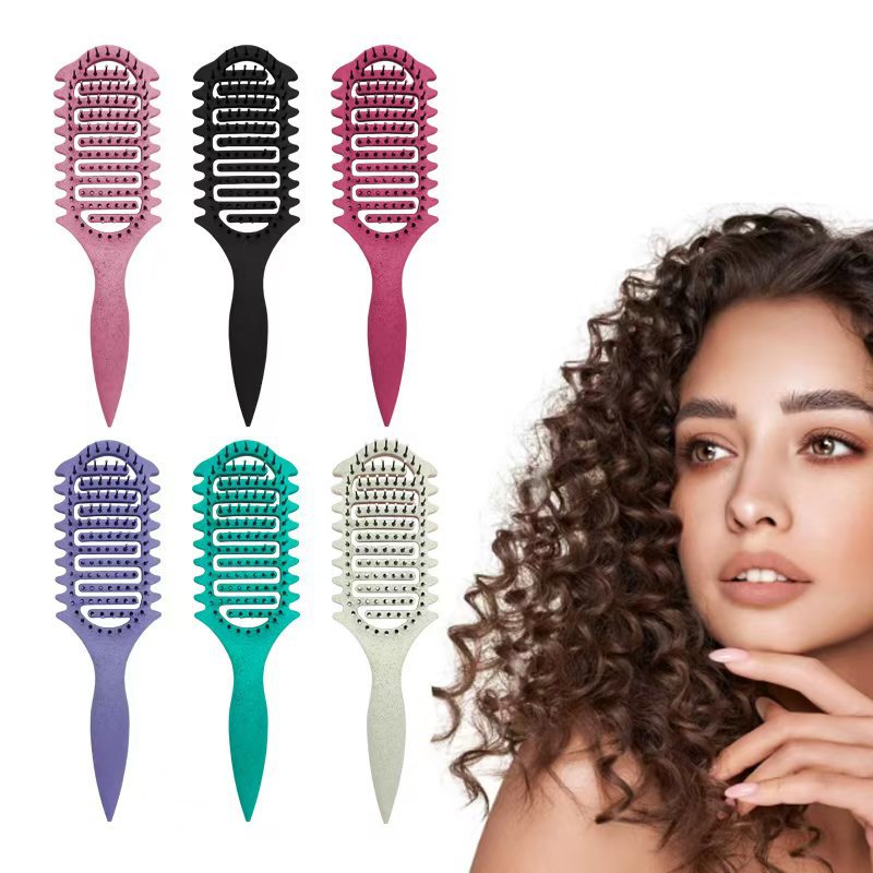 Cepillo de Masaje con Diseño Hueco: Peine para Cabello Rizado y Peinados, Uso en Seco y Húmedo, Ideal para Estilismo