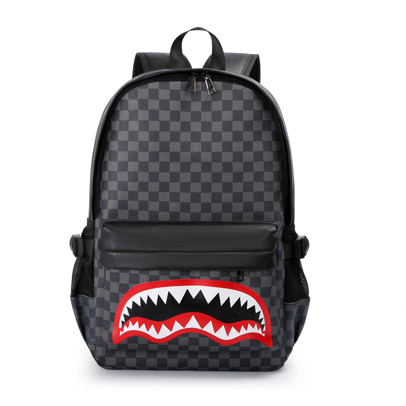 Mochila de Hombre: Estilo Urbano, Diseño de Cuadros, Ideal para Viajes, Cuero, Mochila Para Laptop