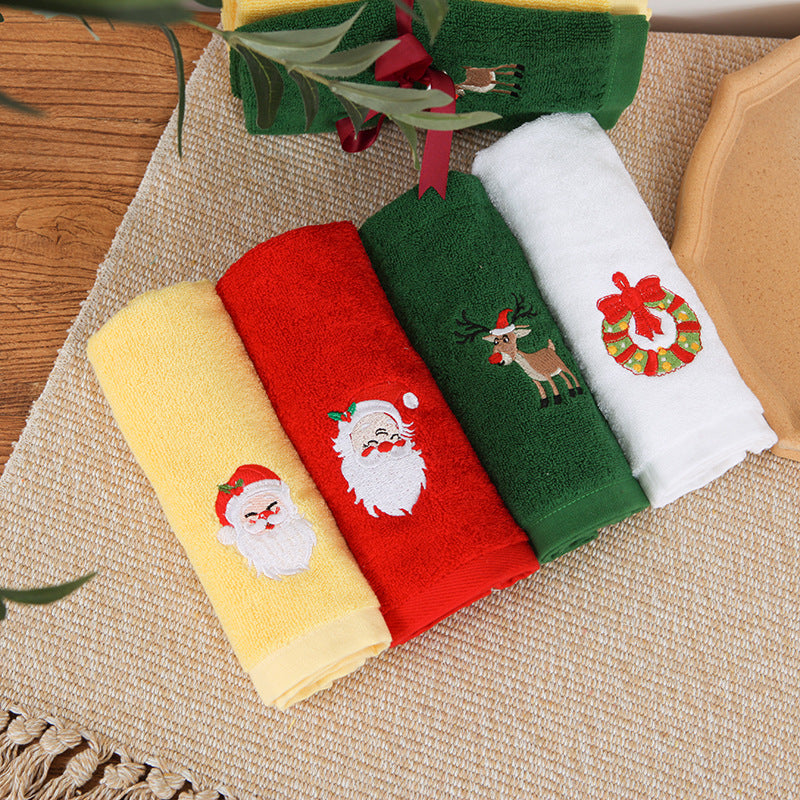 Toallas navideñas de algodón con bordados festivos