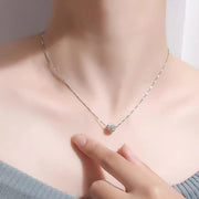 Collar para Clavícula en Plata 925 – Colgante de Esfera con Circonitas para Mujer