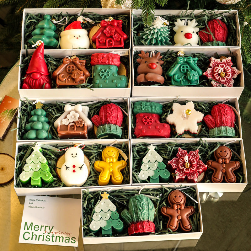 Velas Navideñas Aromáticas | Set Decorativo de 3 Piezas con Diseños Festivos para Regalo