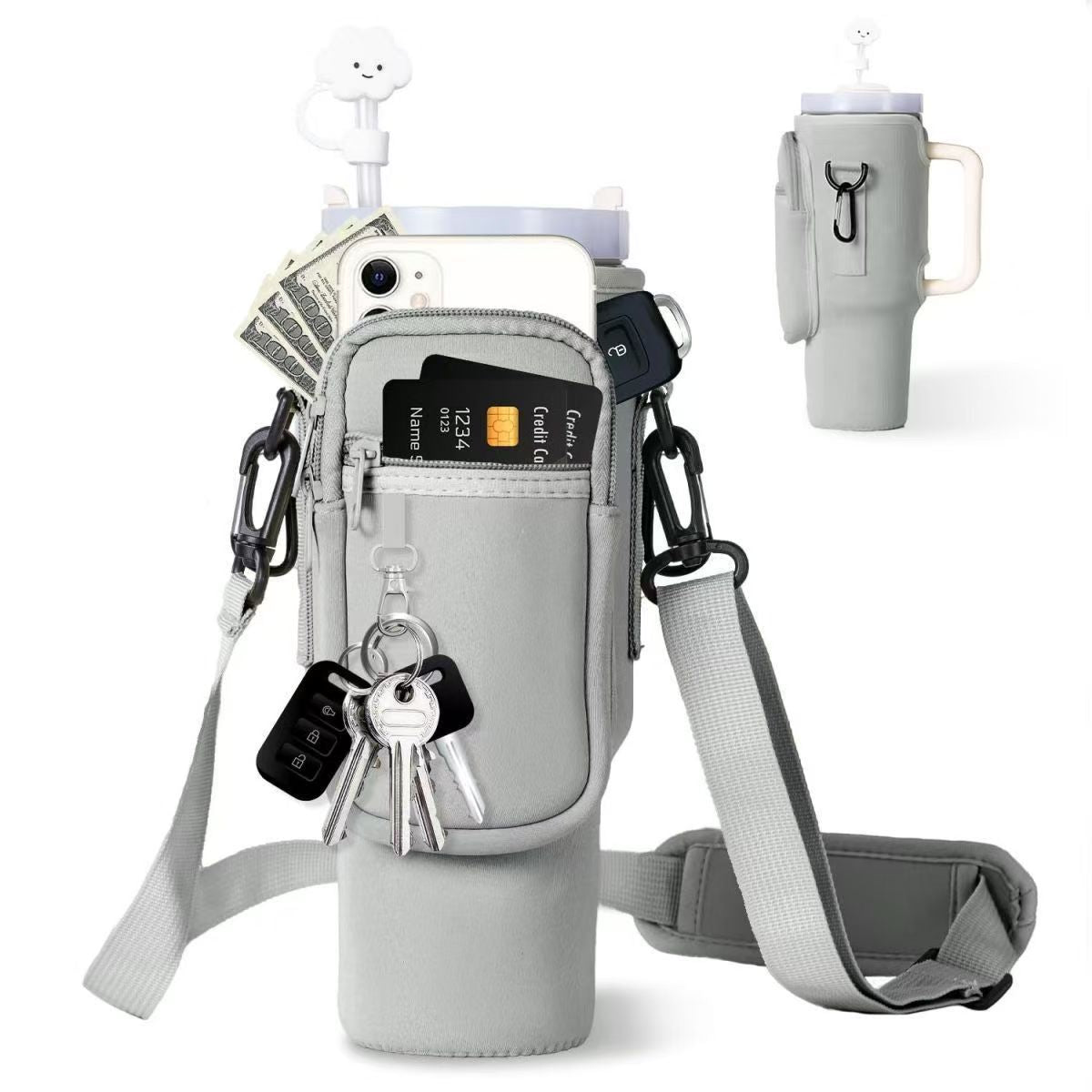 Bolsa Bandolera para Botella Stanley 40oz con Correa Ajustable, Bolsillo y Aislamiento Térmico