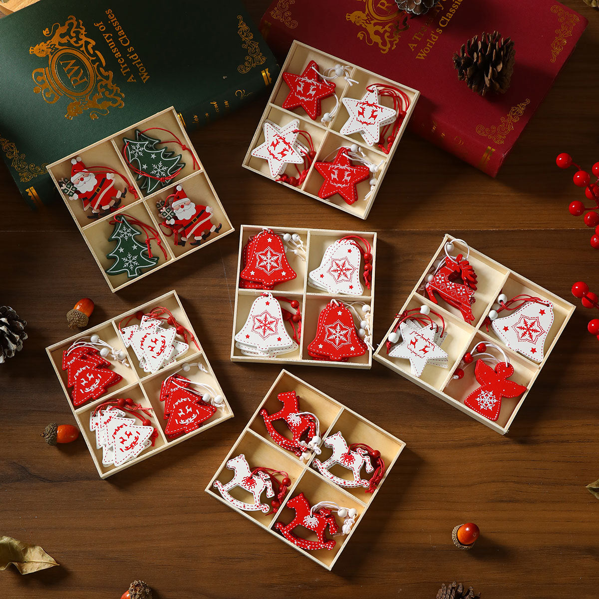 Colgantes de madera para árbol de Navidad