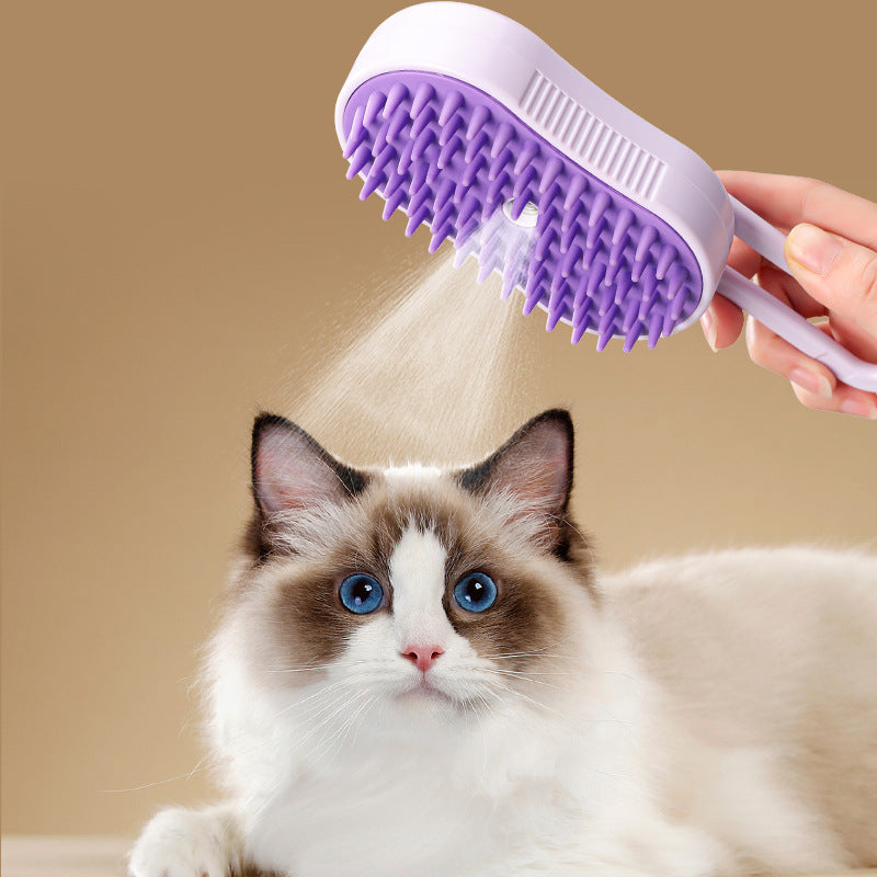 Cepillo de Masaje para Mascotas con vapor: Desenredante y Quitapelusa