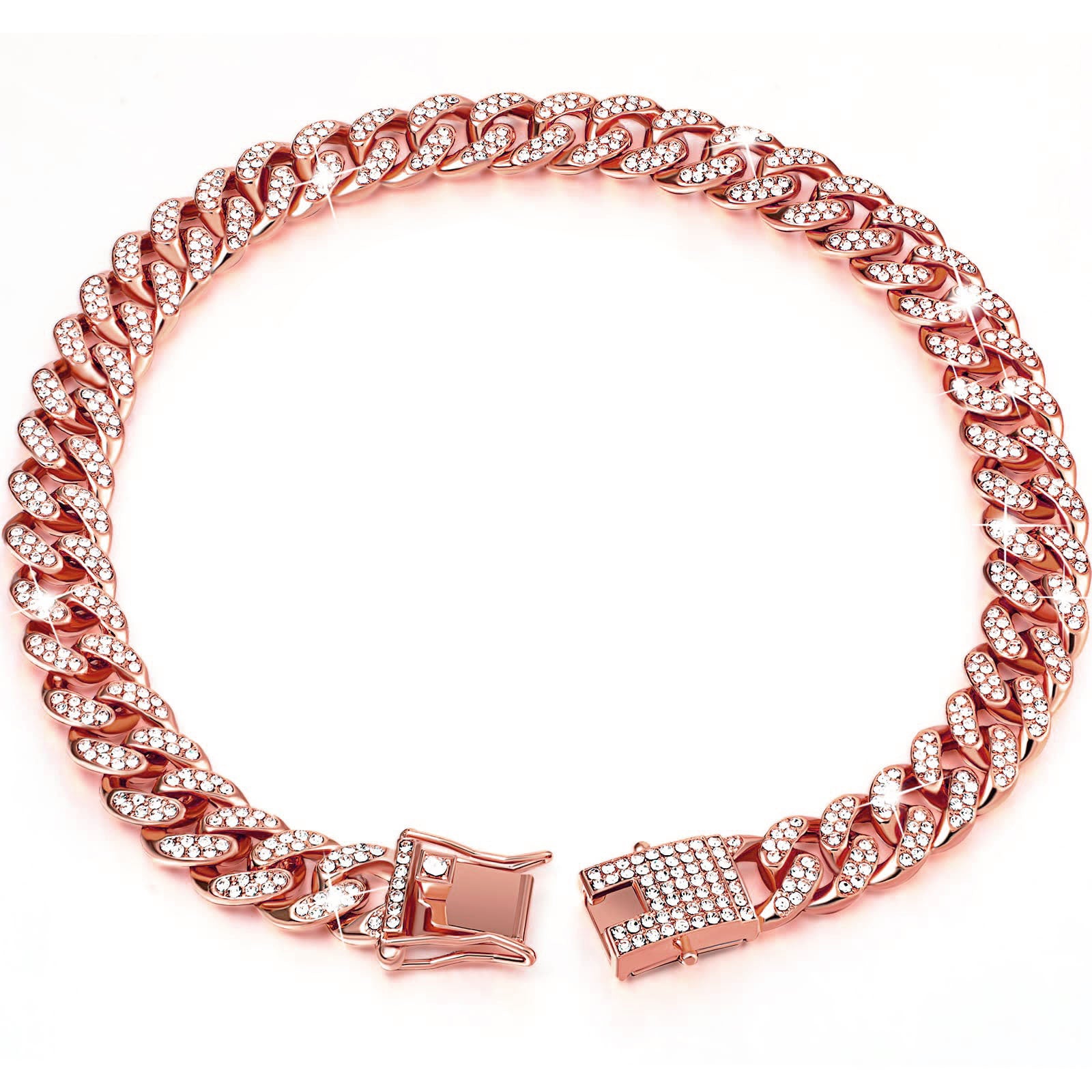 Collar elegante dorado con cristales para perros grandes y pequeños
