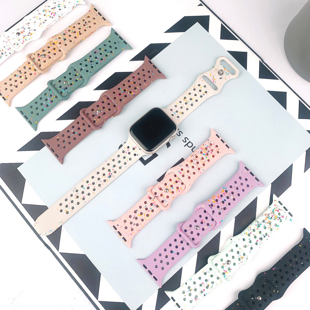 Correa de silicona con purpurina para Apple Watch Series 1 al 11 y SE 3