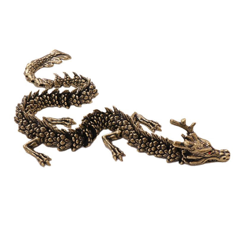 Adorno de Dragón Doble en Bronce: Figura Decorativa para Escritorio y Librería