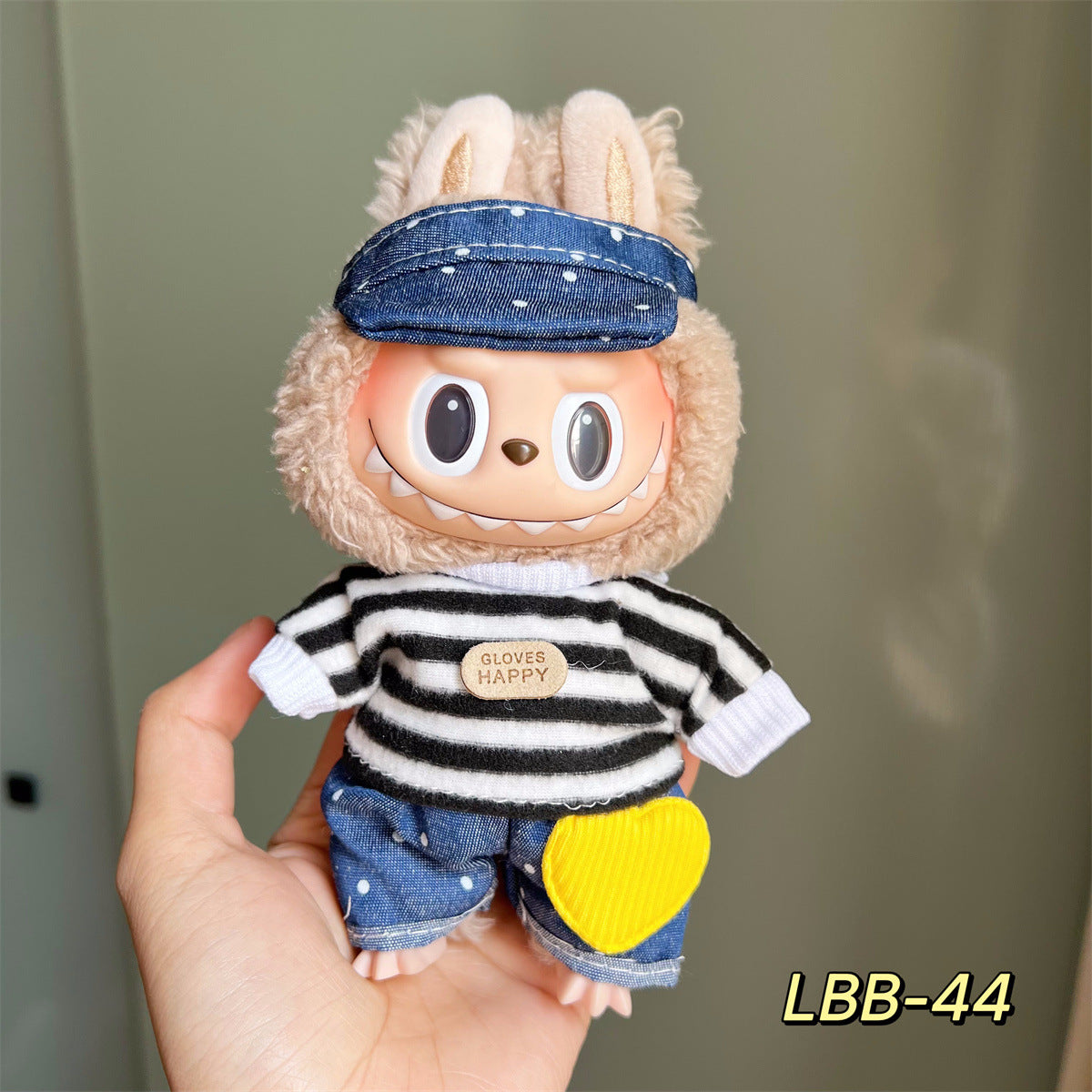 Set de Overol con aplicaciones para muñeca en variados diseños para labubu de 17cm, (Muñeca no incluida)