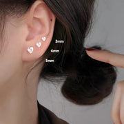 Pendientes de Corazón en Zirconia – Plata Pura 999, Estilo Botón
