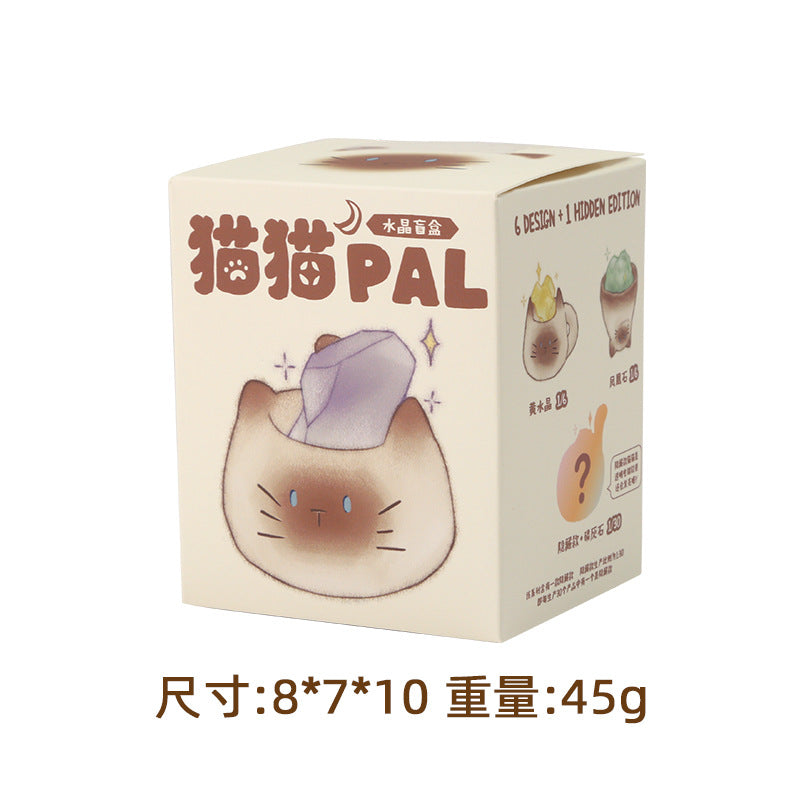 Cartoon Cat Crystal Blind Box: Cute Desk Decor for Good Luck and Gifts