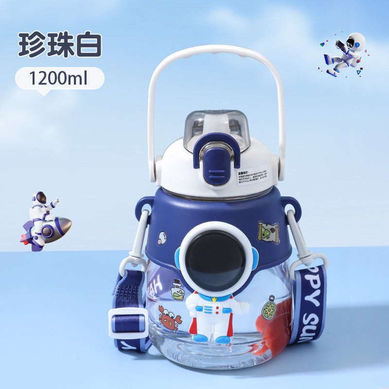 Botella de Astronauta para Niños: Vaso de Plástico con Pajita de Gran Capacidad