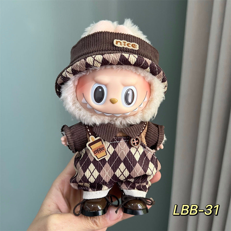 Set de Overol con aplicaciones para muñeca en variados diseños para labubu de 17cm, (Muñeca no incluida)