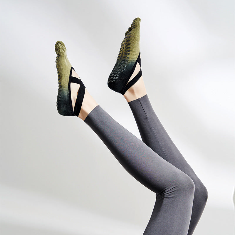 Calcetines de Yoga Antideslizantes Talla 35-40 con Dedos y Tiras Tipo Bailarina