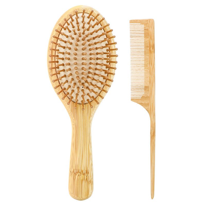 Set de Peines de Bambú Natural: Cepillo de Masaje con Almohadilla de Aire, Peine de Dientes Anchos y Peine de Cola, Ecológico para Niños