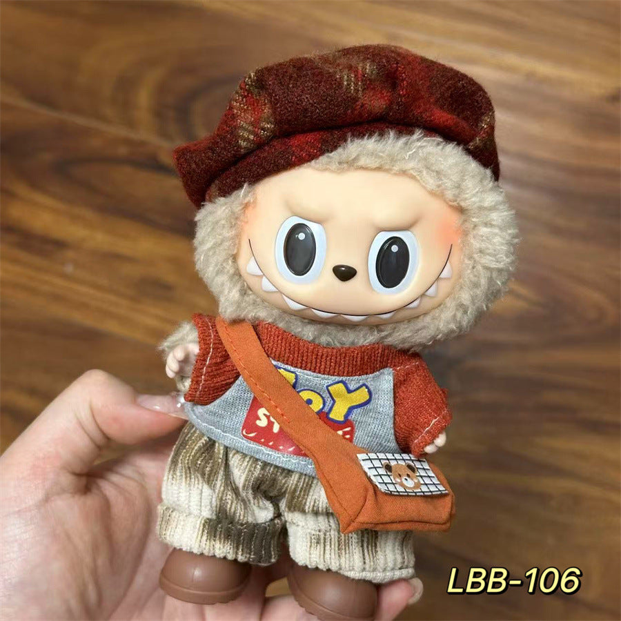 Ropa estilo Preppy Francés para Labubu de 17cm – Outfit de Muñeca de Pie o Sentada