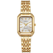 Reloj de dama cuadrado con correa de acero inoxidable vista frontal