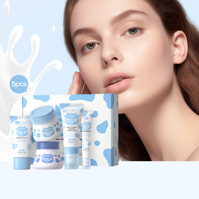 LaiKou Kit de Cuidado Facial LAIKOU: 5 Piezas de Hidratación y Nutrición con Leche