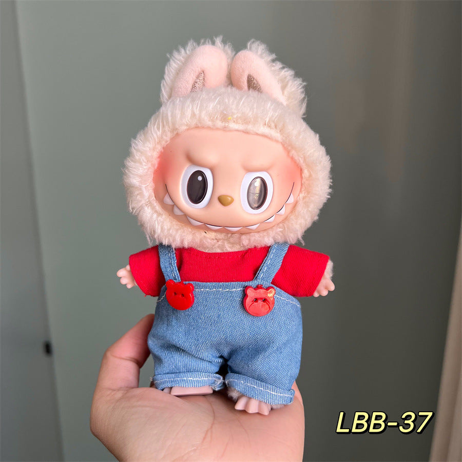 Set de Overol con aplicaciones para muñeca en variados diseños para labubu de 17cm, (Muñeca no incluida)
