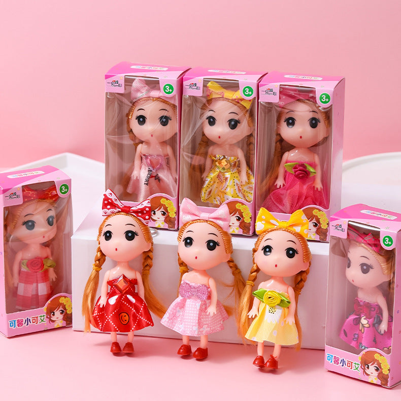 Muñeca Llavero de 12 cm en Caja Sorpresa - Colección de Mini Muñecas con Vestidos y Cabello Suave