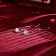 Aretes de Enhebrador en Plata 999: Esfera de Zirconia en diferentes Colores